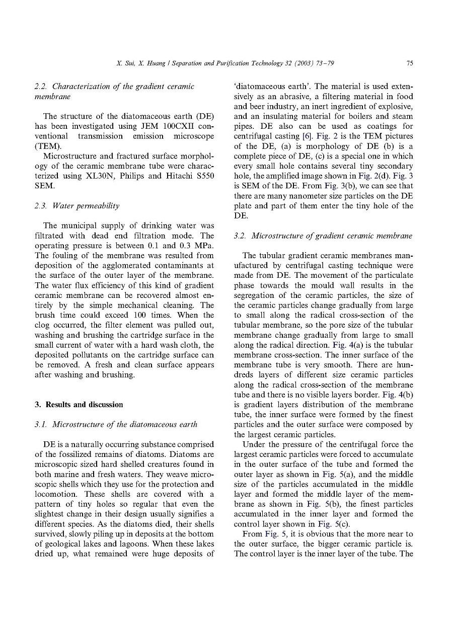 The characterization and water purification behavior of gradient ceramic membranes